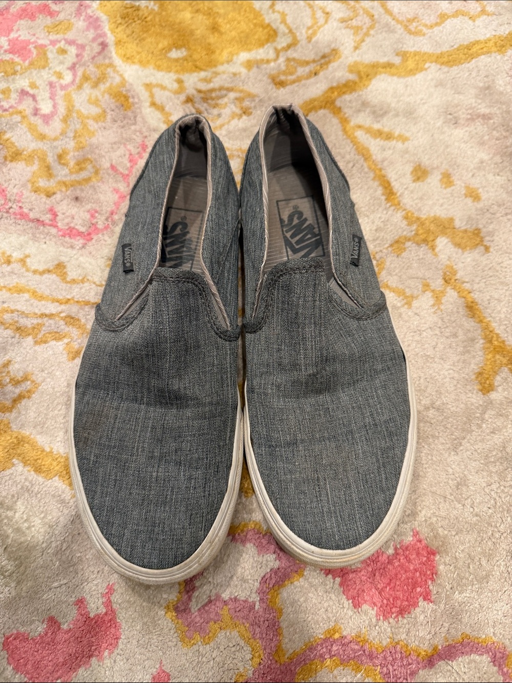 Vans Grey Canvas Slip-On Loafers